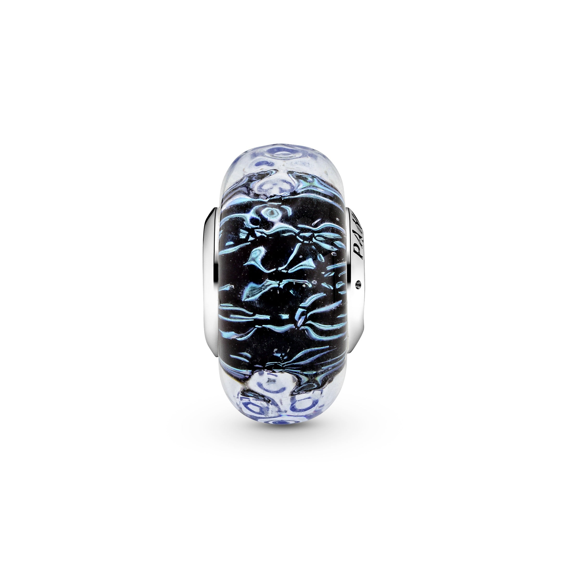 Wavy Dark Blue Murano Glass Ocean Charm