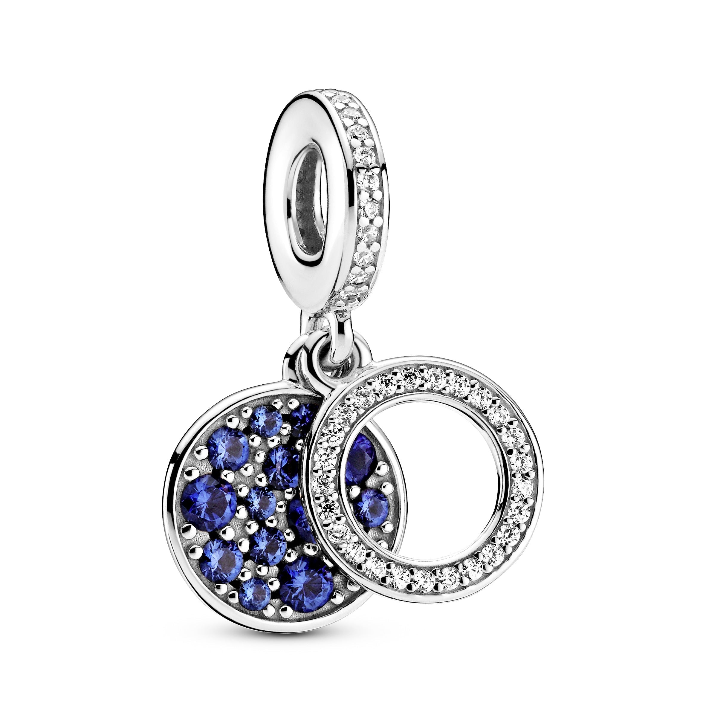 Sparkling Blue Disc Double Dangle Charm