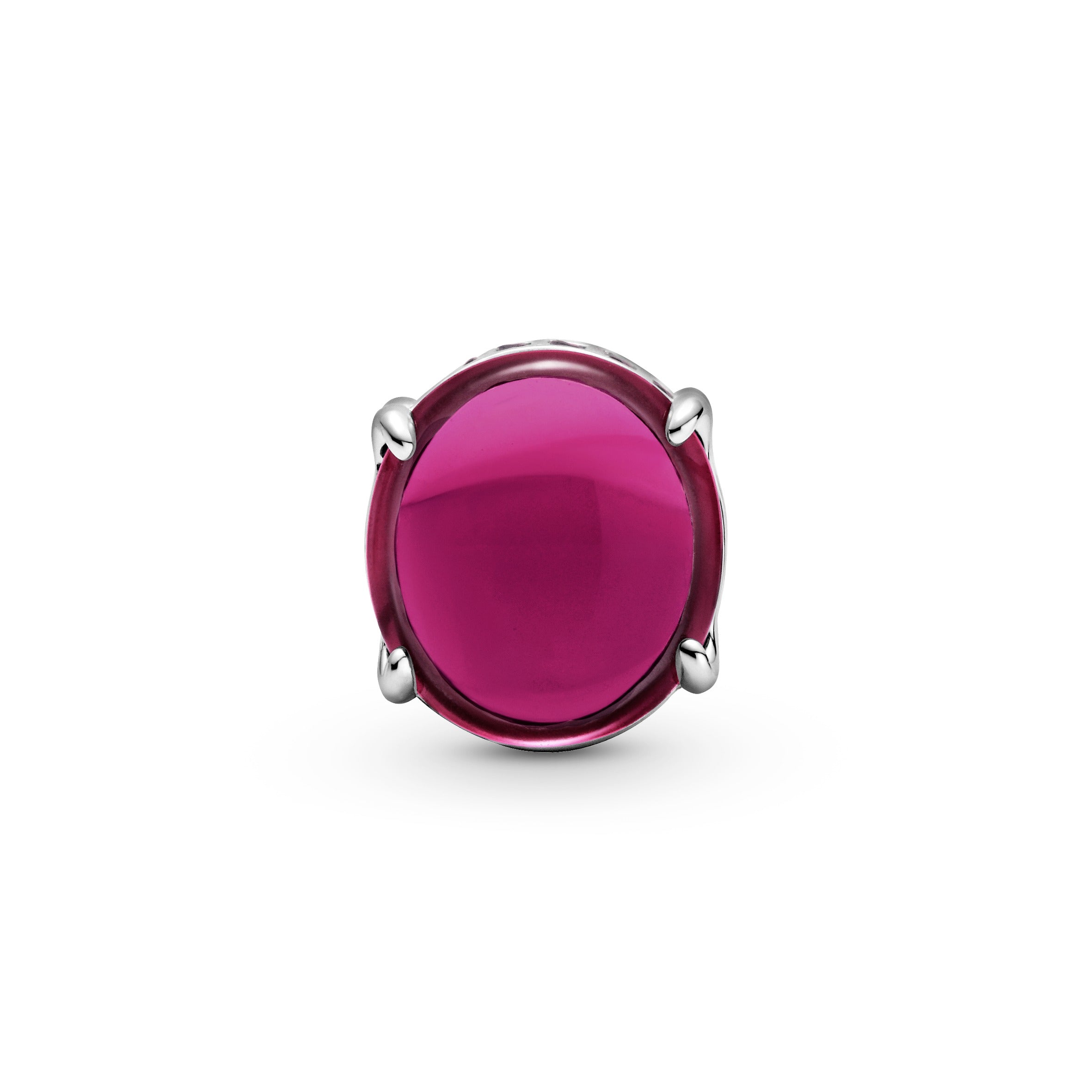 Fuchsia Rose Oval Cabochon Charm