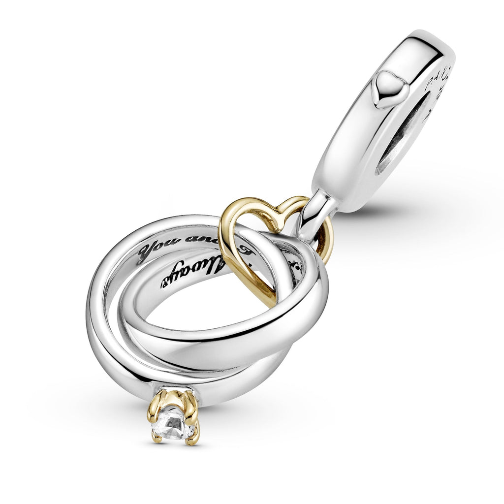 Two-tone Wedding Rings Dangle Charm