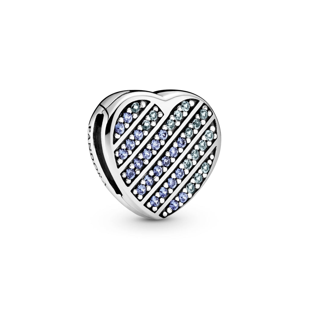 Pandora Reflexions Blue Pavé Heart Clip Charm