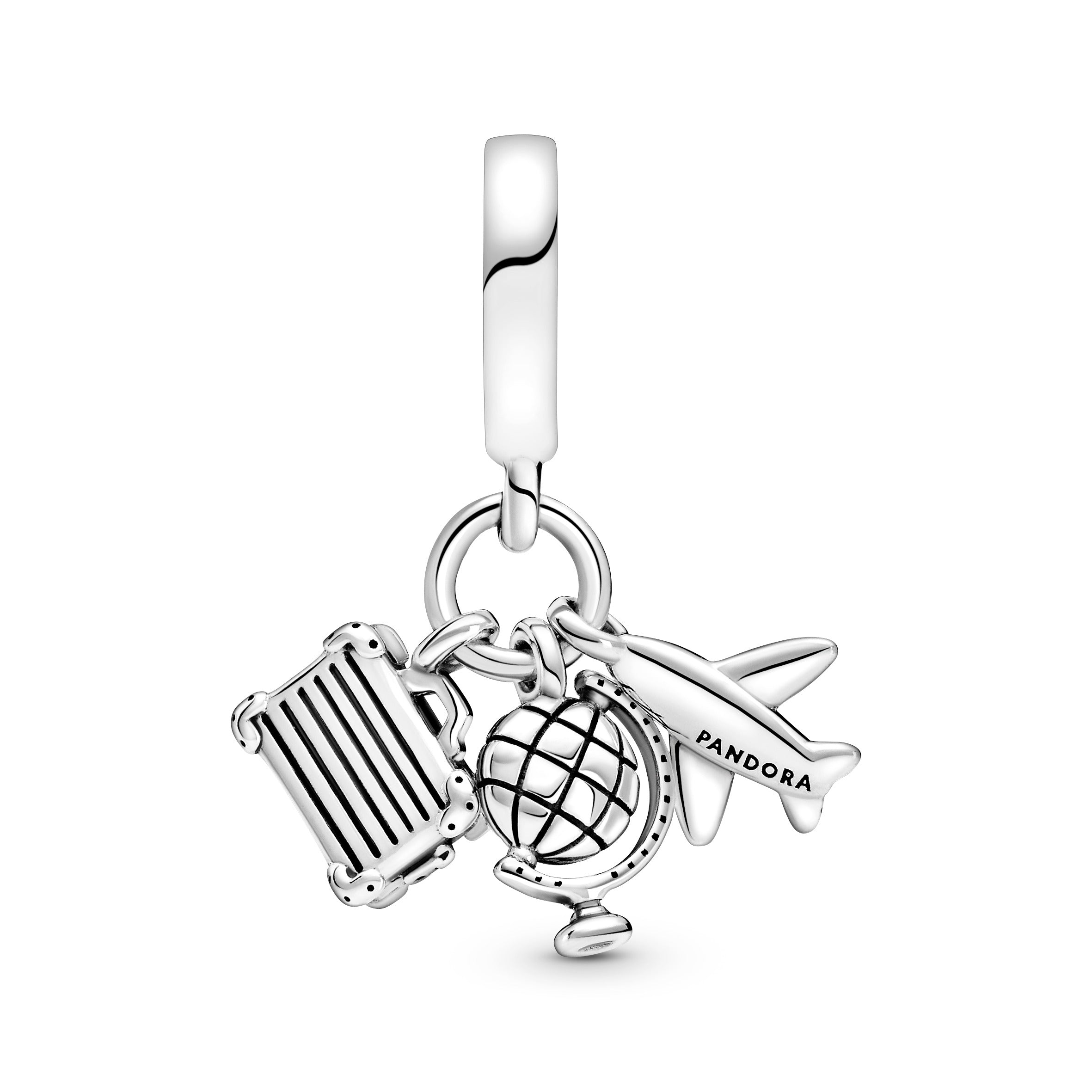 Airplane, Globe & Suitcase Dangle Charm